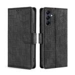 For Samsung Galaxy M14 5G Skin Feel Crocodile Magnetic Clasp Leather Phone Case(Black)