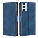 For Samsung Galaxy M15 5G Skin Feel Crocodile Magnetic Clasp Leather Phone Case(Blue)