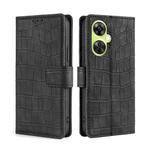For OnePlus Nord CE 3 Lite 5G Skin Feel Crocodile Magnetic Clasp Leather Phone Case(Black)