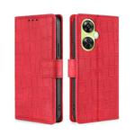 For OnePlus Nord CE 3 Lite 5G Skin Feel Crocodile Magnetic Clasp Leather Phone Case(Red)