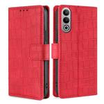 For OnePlus Nord CE4 5G Skin Feel Crocodile Magnetic Clasp Leather Phone Case(Red)