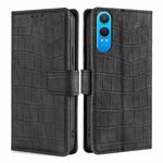 For OnePlus Nord CE 4 Lite 5G Skin Feel Crocodile Magnetic Clasp Leather Phone Case(Black)