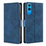 For OnePlus Nord CE 4 Lite 5G Skin Feel Crocodile Magnetic Clasp Leather Phone Case(Blue)