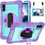 For Xiaomi Redmi Pad 10.61 360 Degree Rotation PC Contrast Silicone Tablet Case(Purple + Mint Green)