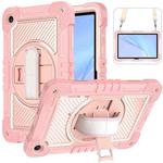 For Huawei MatePad SE 10.4 360 Degree Rotation PC Contrast Silicone Tablet Case(Rose Gold)