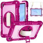 For Huawei MatePad SE 10.4 360 Degree Rotation PC Contrast Silicone Tablet Case(Rose Red + Pink)