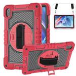 For Huawei MatePad SE 11 360 Degree Rotation PC Contrast Silicone Tablet Case(Red + Black)