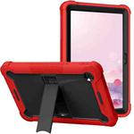 For TCL Tab 10 5G Shockproof Silicone Hybrid PC Tablet Case with Holder(Black + Red)