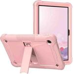 For TCL Tab 10 5G Shockproof Silicone Hybrid PC Tablet Case with Holder(Rose Gold)