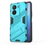 For vivo iQOO Z7x 5G Punk Armor 2 in 1 PC + TPU Shockproof Phone Case with Invisible Holder(Blue)