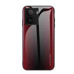 For vivo iQOO Z7 Texture Gradient Glass TPU Phone Case(Red)