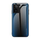For vivo iQOO Z7 Texture Gradient Glass TPU Phone Case(Blue)