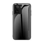 For vivo iQOO Z7 Texture Gradient Glass TPU Phone Case(Black)