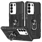 For vivo V27e Ring Holder Armor Hybrid Phone Case(Black)
