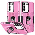For vivo V27e Ring Holder Armor Hybrid Phone Case(Pink)