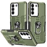 For vivo V27e Ring Holder Armor Hybrid Phone Case(Green)