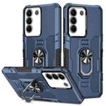 For vivo V27e Ring Holder Armor Hybrid Phone Case(Blue)