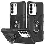 For vivo V27 Ring Holder Armor Hybrid Phone Case(Black)