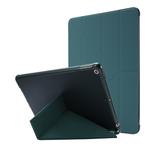 For iPad 10.2 2021 / 2020 / 2019 Airbag Deformation Horizontal Flip Leather Case with Holder & Pen Holder(Dark Green)