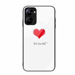 For Realme V30 Colorful Painted Glass Phone Case(Red Heart)