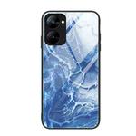 For Realme V30 Marble Pattern Glass Phone Case(Blue Ocean)