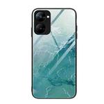 For Realme V30 Marble Pattern Glass Phone Case(Green Ocean)