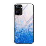 For Realme V30 Marble Pattern Glass Phone Case(Ocean Waves)