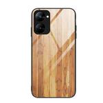 For Realme V30 Wood Grain Glass Phone Case(Yellow)
