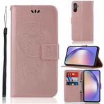 For Samsung Galaxy A54 5G Global Wind Chime Owl Embossing Pattern Leather Phone Case(Rose Gold)