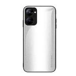 For Realme V30 Texture Gradient Glass TPU Phone Case(White)