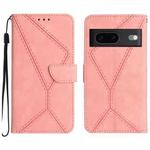 For Google Pixel 7 Stitching Embossed Leather Phone Case(Pink)