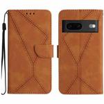 For Google Pixel 7 Stitching Embossed Leather Phone Case(Brown)