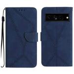 For Google Pixel 7 Pro Stitching Embossed Leather Phone Case(Blue)