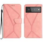 For Google Pixel 6 Stitching Embossed Leather Phone Case(Pink)