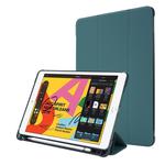 For iPad 10.2 2021 / 2020 / 2019 Airbag Horizontal Flip Leather Case with Three-fold Holder & Pen Holder(Dark Green)