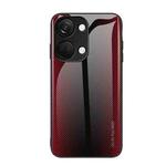 For OnePlus Ace 2V Texture Gradient Glass TPU Phone Case(Red)
