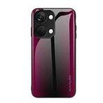 For OnePlus Ace 2V Texture Gradient Glass TPU Phone Case(Rose Red)
