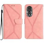For Honor 80 Stitching Embossed Leather Phone Case(Pink)