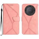 For Honor X9a 5G /Magic5 Lite Stitching Embossed Leather Phone Case(Pink)