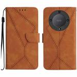 For Honor X9a 5G /Magic5 Lite Stitching Embossed Leather Phone Case(Brown)