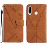 For Huawei P30 Lite/nova 4e Stitching Embossed Leather Phone Case(Brown)