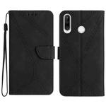 For Huawei P30 Lite/nova 4e Stitching Embossed Leather Phone Case(Black)