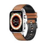 GT22 1.85 inch TFT Screen Leather Band Health Smart Watch, Support Bluetooth Call / Plateau Blood Oxygen / Body Temperature / Arrhythmia / TI Heart Rate Monitoring(Brown)