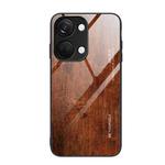 For OnePlus Ace 2V Wood Grain Glass Phone Case(Dark Brown)