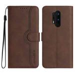 For OnePlus 8 Pro Heart Pattern Skin Feel Leather Phone Case(Brown)