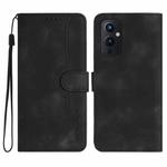For OnePlus 9 Heart Pattern Skin Feel Leather Phone Case(Black)