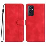 For OnePlus 9 Pro Heart Pattern Skin Feel Leather Phone Case(Red)