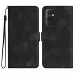 For OnePlus 9 Pro Heart Pattern Skin Feel Leather Phone Case(Black)