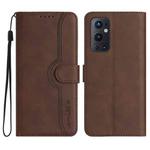 For OnePlus 9 Pro Heart Pattern Skin Feel Leather Phone Case(Brown)