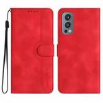 For OnePlus Nord 2 5G Heart Pattern Skin Feel Leather Phone Case(Red)